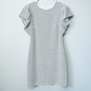 Calvin Klein Striped Ruffle Sleeve Dress